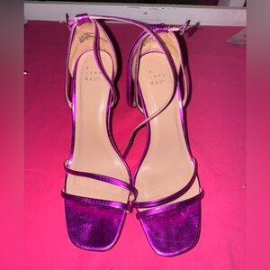 Magenta strappy heels